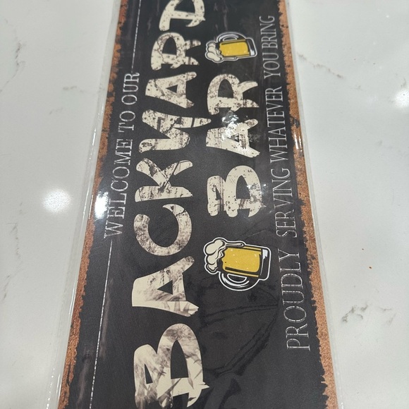 Backyard Bar Metal Sign - Black and White - Picture 2 of 3